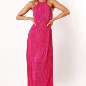 Petal & Pup Pink Pleated Halter Gown